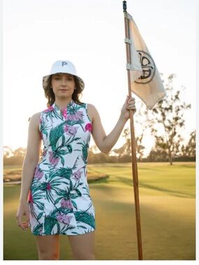 PUMA x Flamingo PTC Golf Dress with Shorts in Tropical Print, NWOT, Sz. S